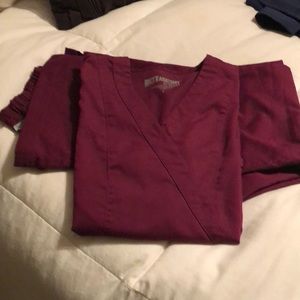 Women’s Greys Anatomy Scrubs Burgandy in color